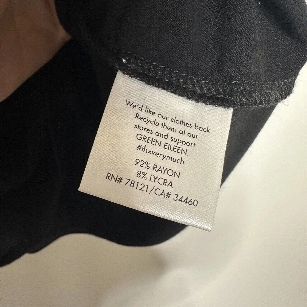 Eileen Fisher Fine Jersey Knit Top Scoop Neck 3/4 Sleeve Womens Black Size M - Picture 5 of 5